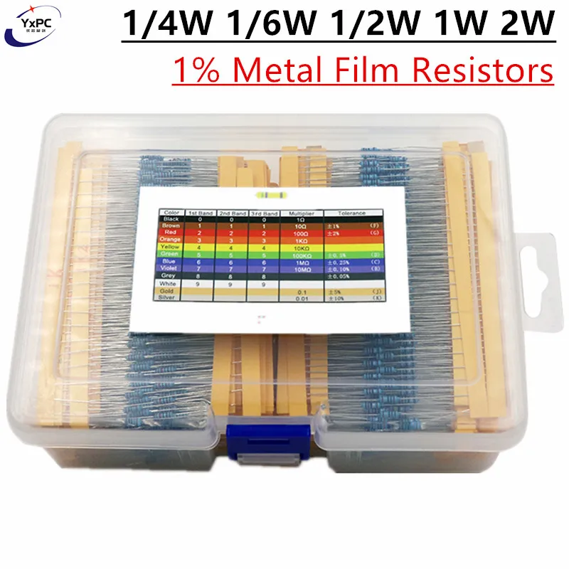 2600pcs/lot 130 Values 1/4W 0.25W 1% Metal Film Resistors Assorted Pack Kit Set Lot Resistors Assortment Kits Fixed resistor 300pcs lot 1 4w metal film resistor kit 1% resistor assorted kit set 10r 1m ohm resistance pack 30 values each 10 pcs