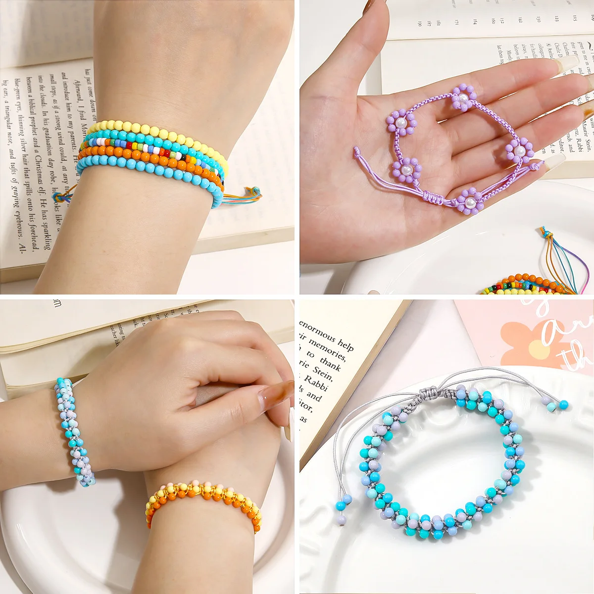 3600개입 캔디 컬러 아크릴 비즈 키트 24칸 4mm 솔리드 컬러 비즈 세트 박스, DIY 쥬얼리 팔찌 목걸이 제작용 수공예 재료