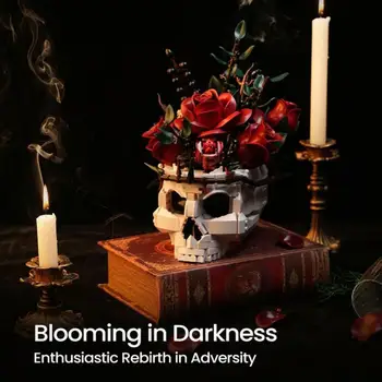 Buildable Skull & Roses Bouquet Home Decor
