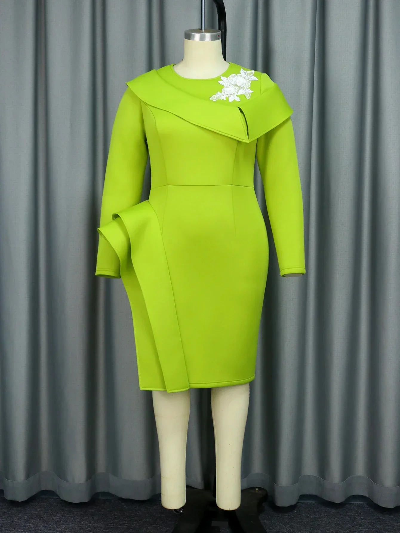light green high neck dress Light Green High Neck Puff Sleeve Plus Dress – PinkBlush