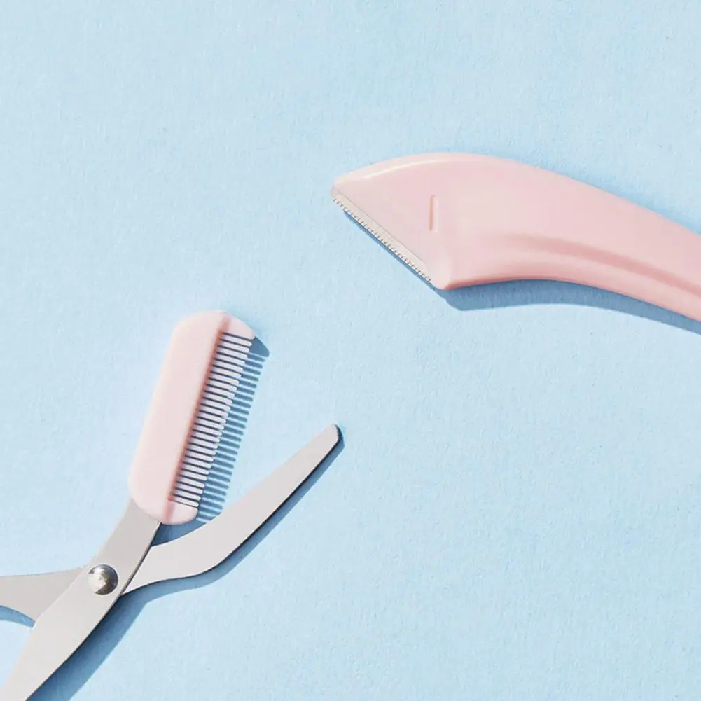 1 Set Eyebrow Remover Suit Portable Eyebrow Trimmer Kit Easy to Grip Correct Eyebrows Remover Suit with Scissors Comb