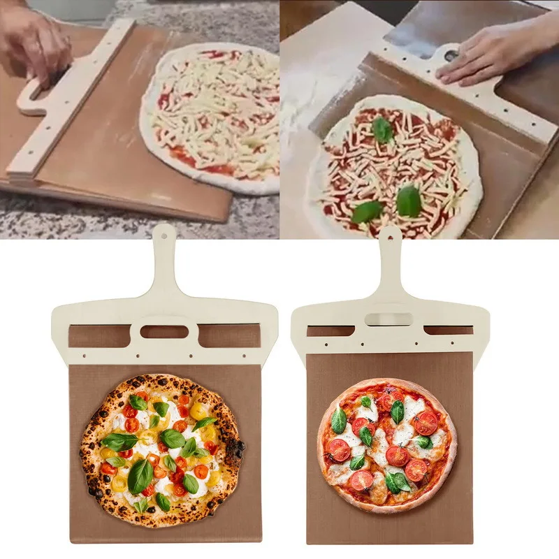 Sliding Pizza Peel Pala Pizza Scorrevole Shovels kitchens Tools Wooden Handle Transfer Spatula Bread Baking Tools