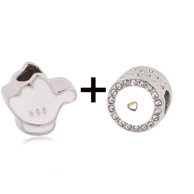 New Design White Heart Charm Beads Pendant Fit European Style Brand Bracelets Necklaces For Women Jewelry Making