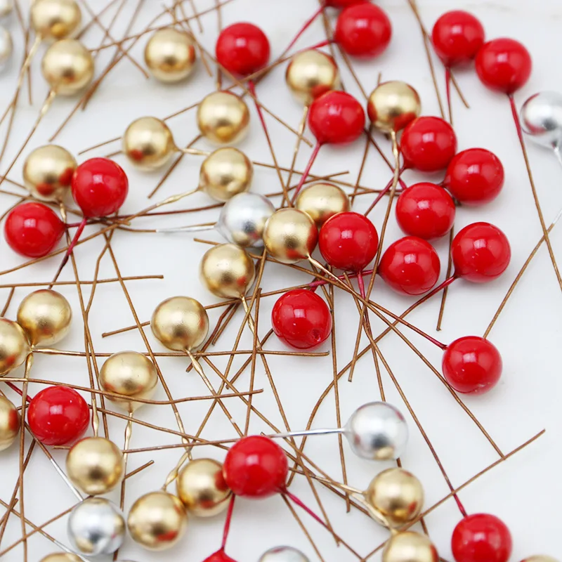 (100 Pieces/Pack) Faux Berries Mix Color Christmas Decoration Party Wedding Arrangement Gift Baking Wrap DIY Craft Decoration