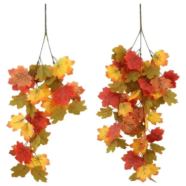2025 Halloween Simulated Maple Leaf Vine Wall Hanging Autumn Party Wall Hanging Rattan Harvest Festival Leaf Rattan Maple Decor 3