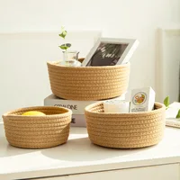 1PC Nordic Hand Woven Cotton Rope Storage Baskets Desktop Sundries Kids Toys Organizer Box Baby Dirty Clothes Laundry Basket 3