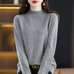 Luxurious Cashmere Women's Pullover - 100% Merino Wool Winter Knit Sweater - XXL (Gray)