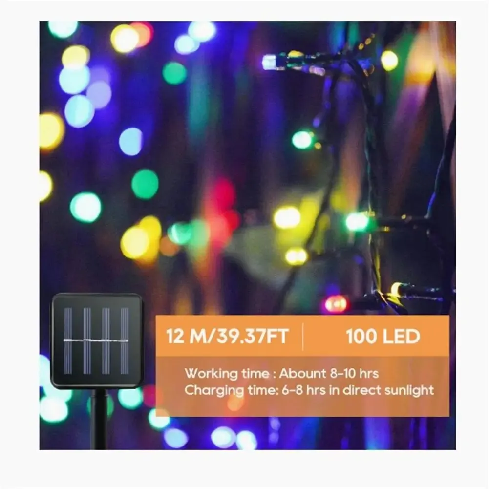 

100led Solar String Lights Outdoor Waterproof Fairy Decorative Lamp With Solar Panel For Garden Decor
