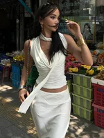 Solid Tank Summer New Women Sexy Sleeveless V-Neck Lady Top Fashion Bandage Streetwear Casual Slim Tank Elegant Knitted Clothing - Image 4