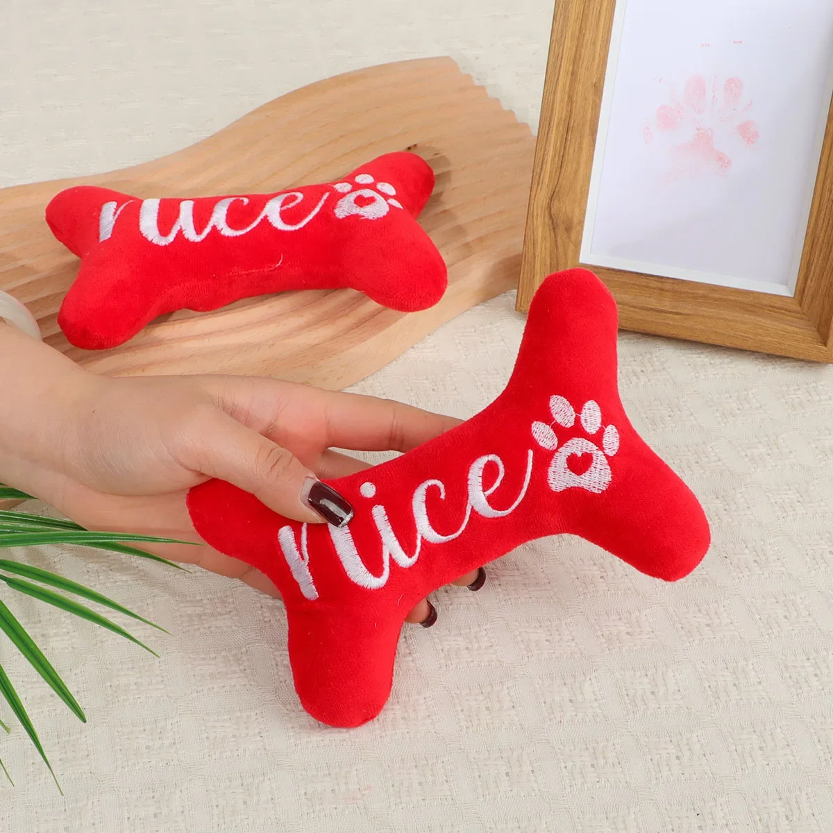 Bone Shaped Plush Toys Dog Interactive Chewing