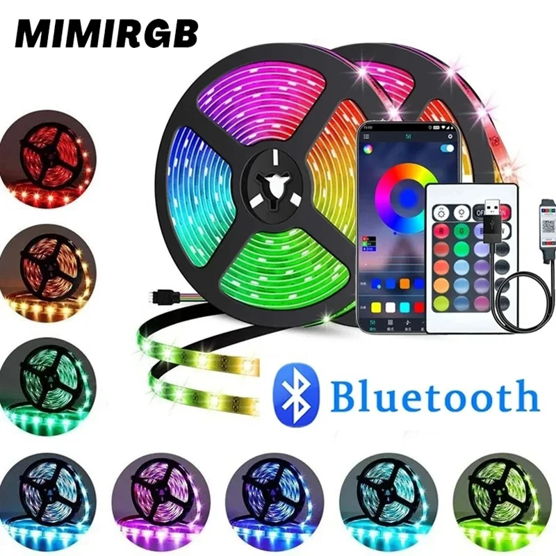 LED Strip Lights 5M TV LED Backlight RGB APP Control Color Changing Lights String Holiday Lighting Bedroom Decoration Lamp Tape