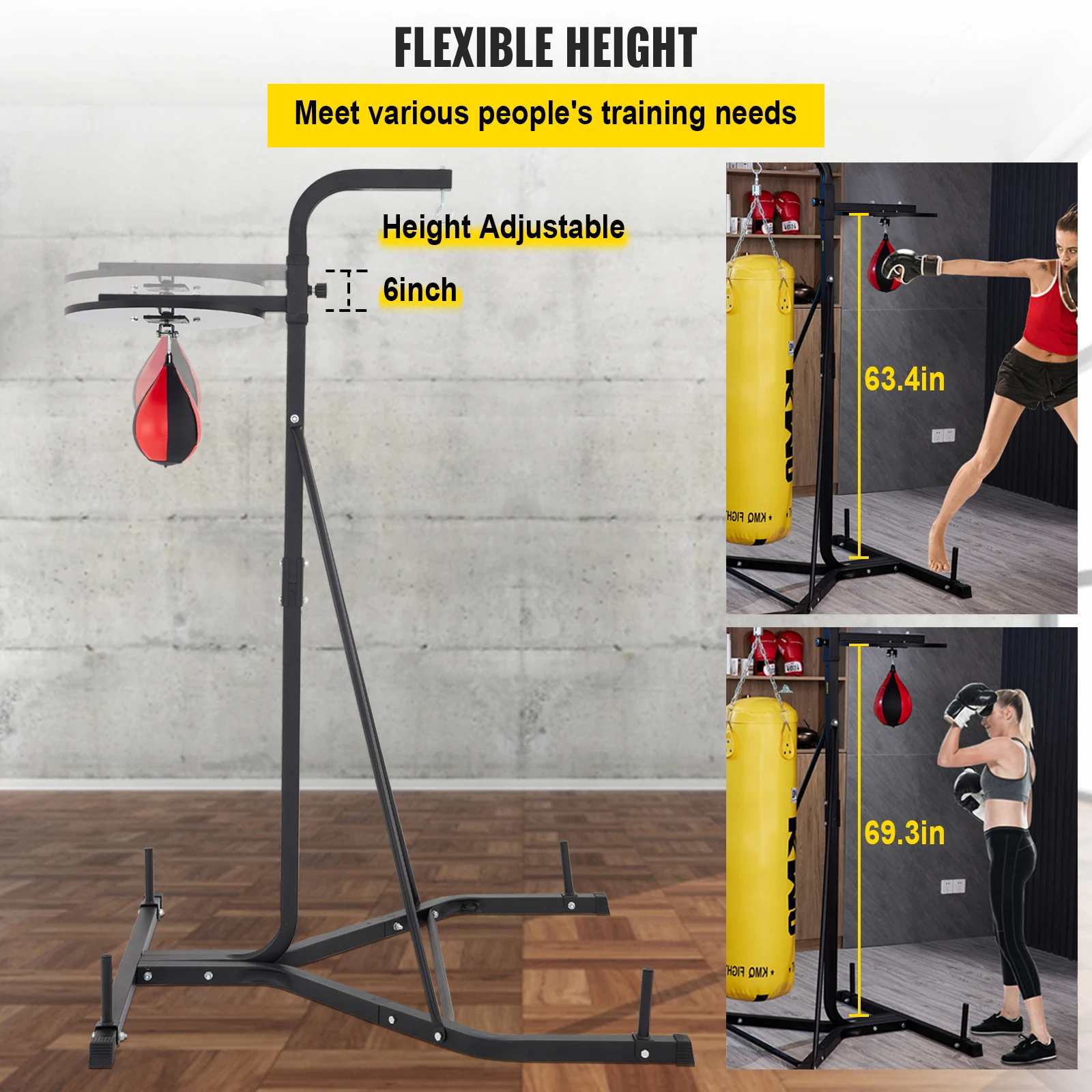 VEVOR Free Standing Boxing Bag Stand Unisex Boxing Set Foldable Single Station Heavy Bag Stand Punching Ball Boxing Punching