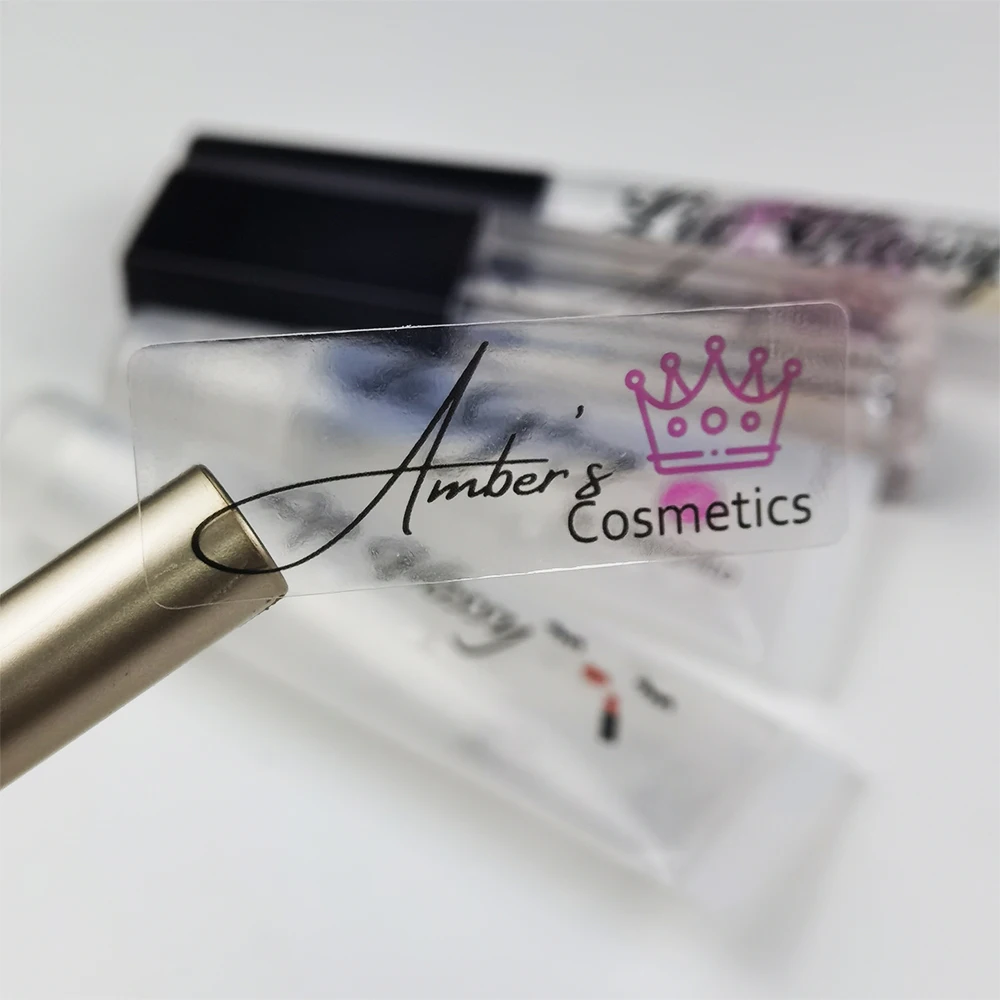 Free Shipping Custom Logo Lipgloss Transparent Stickers Personalized Printing Name Lipgloss Tube Labels 17x45mm 100 Pcs Pack