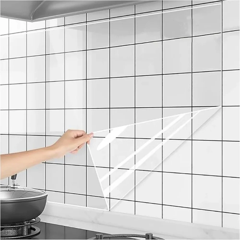 3M/5M/10M Kitchen Wall Wallpaper Transparent Electrostatic Protective Film Oil Proof Wall Sticker Waterproof Paper Home Decor
