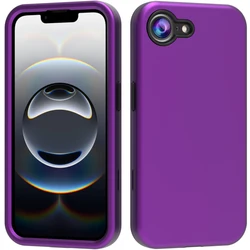 Shockproof 3-in-1 Hybrid Silicone & Hard Armor High Impact Phone Case Cover for iPhone 16e (PURPLE)