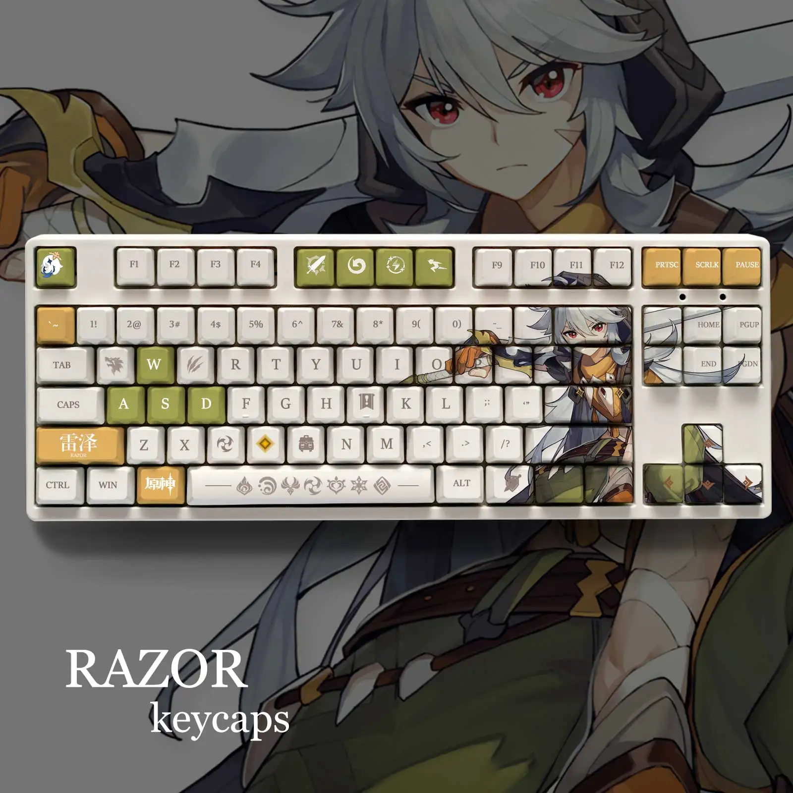 GenshinImpactThemeRAZORPbtMaterialKeycaps108KeysSetfor
