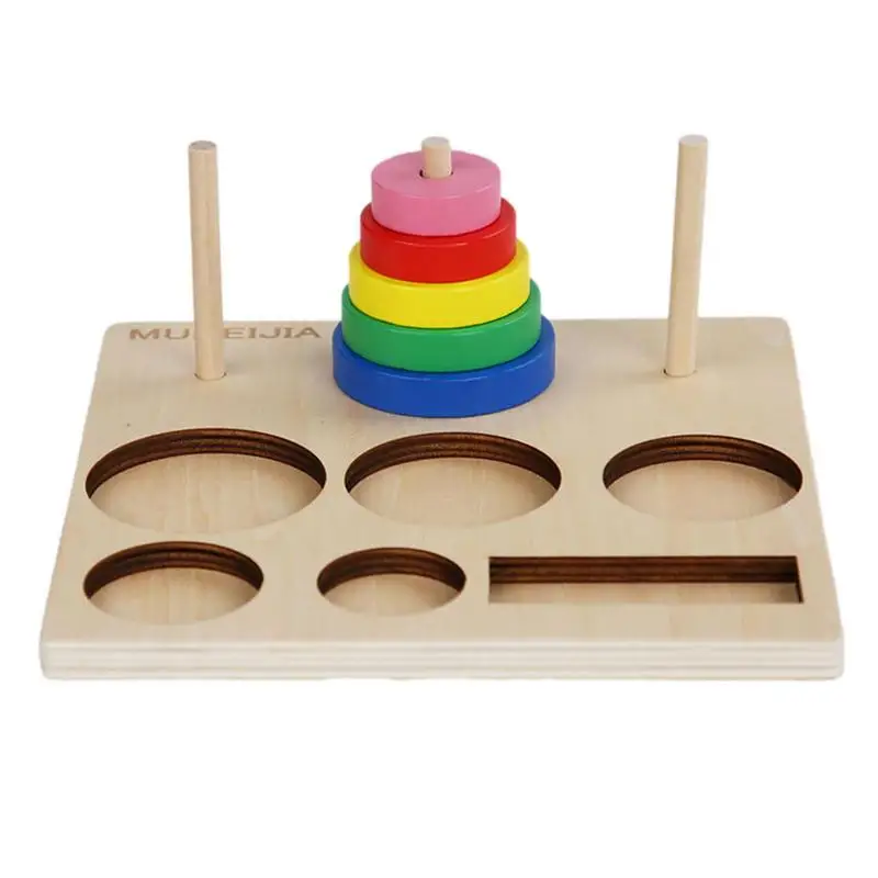 

Kid Stacking Rings Wooden Tower Puzzle Ring StackerColorful Safety Educational Multipurpose Stacking Toys Montessori Toys For