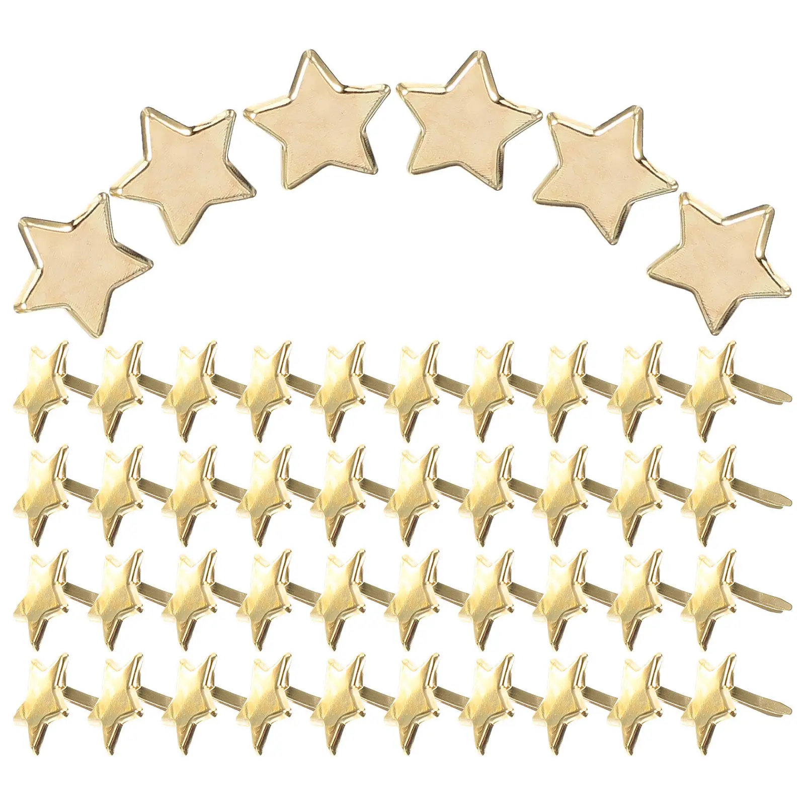 50Pcs 골든 스타 브래드 DIY 공예품을위한 금속 종이 패스너 스크랩북 웨딩 장식 펠트 데칼 아트 용품 어린이