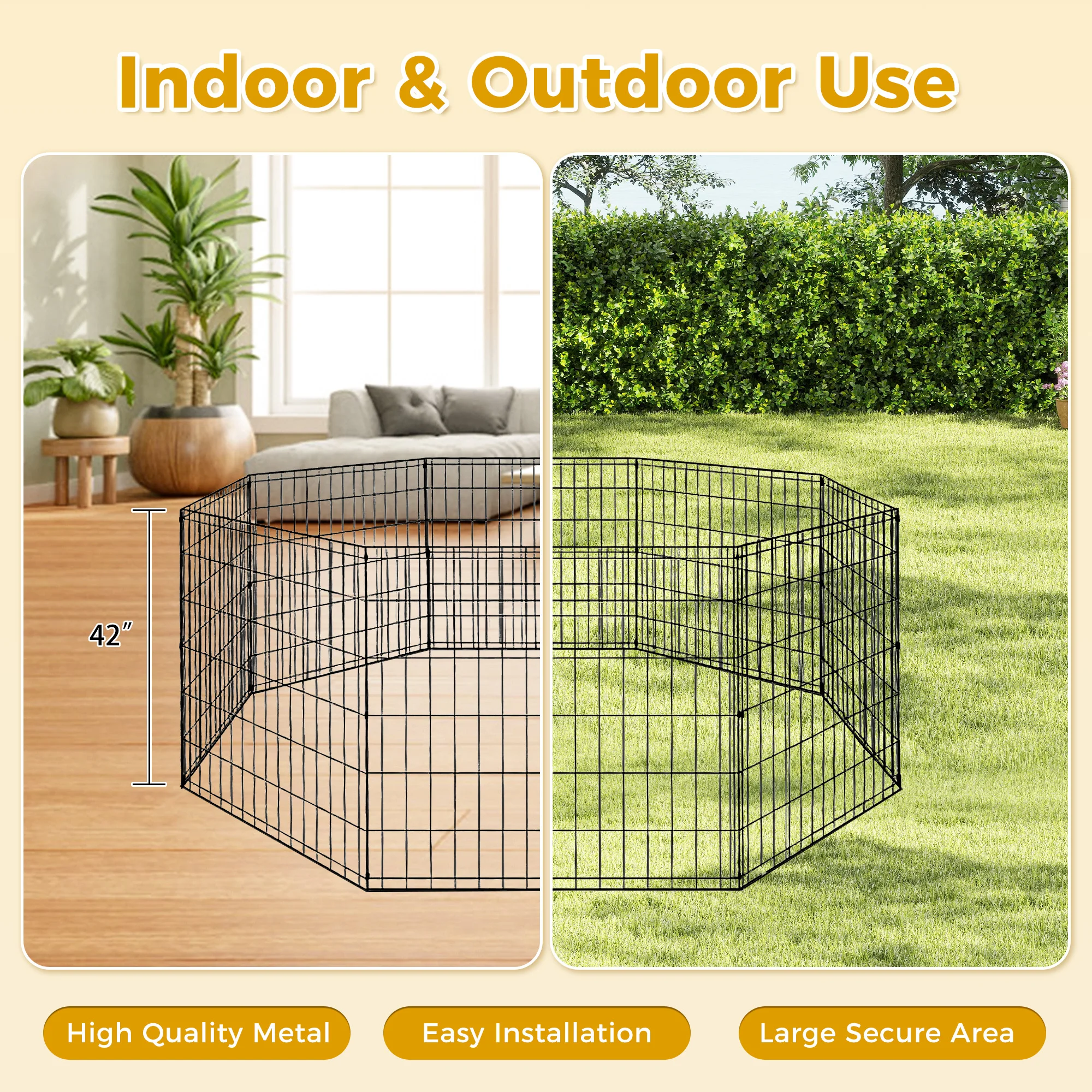 Foldable Metal Dog Playpen 5