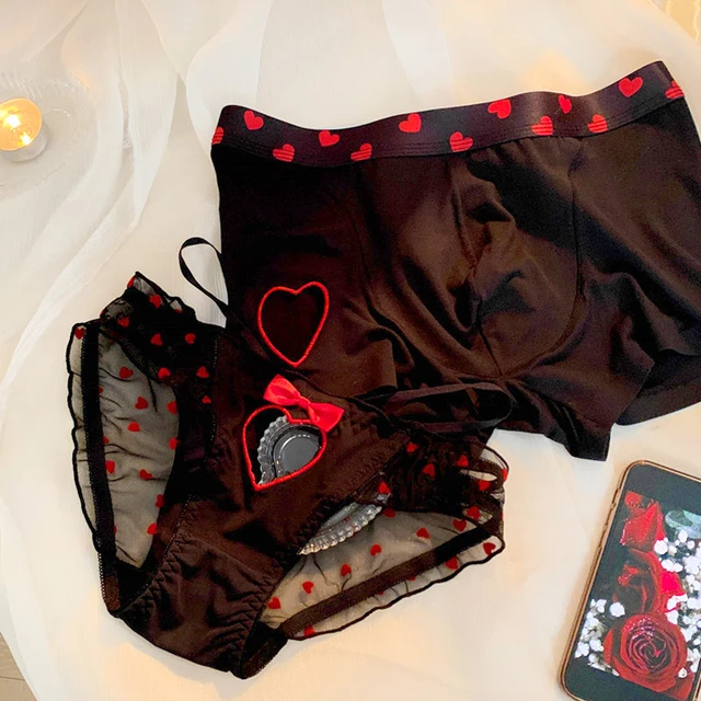 Sexy Couple Underwear Set Heart Lace Panties for Lover Modal