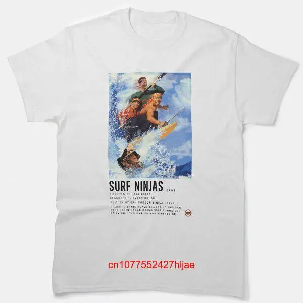Классическая футболка с длинным или коротким рукавом, Постер Ninjas qui surfent