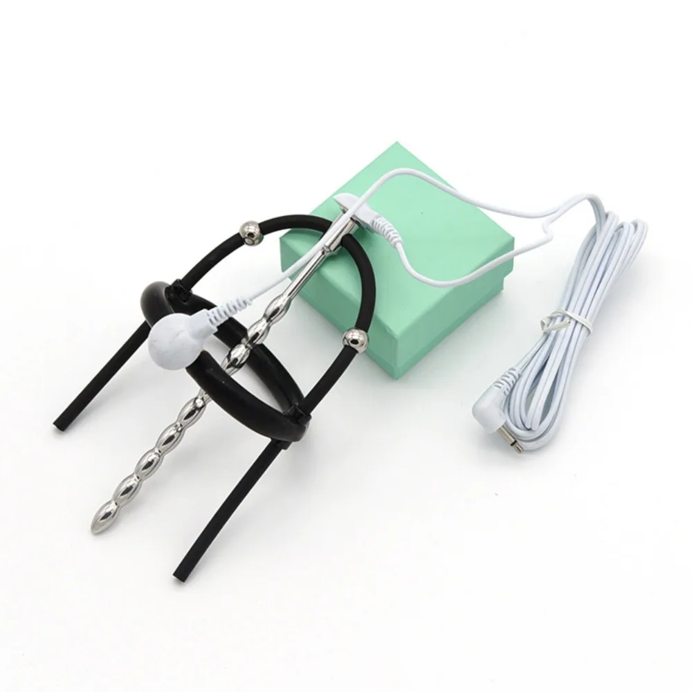 Electro Sex Toys Electric Shock Bdsm Cock Sheath Ball Stretcher Host Cable E-stim Penis Ring Glans Testicle Loops Massage