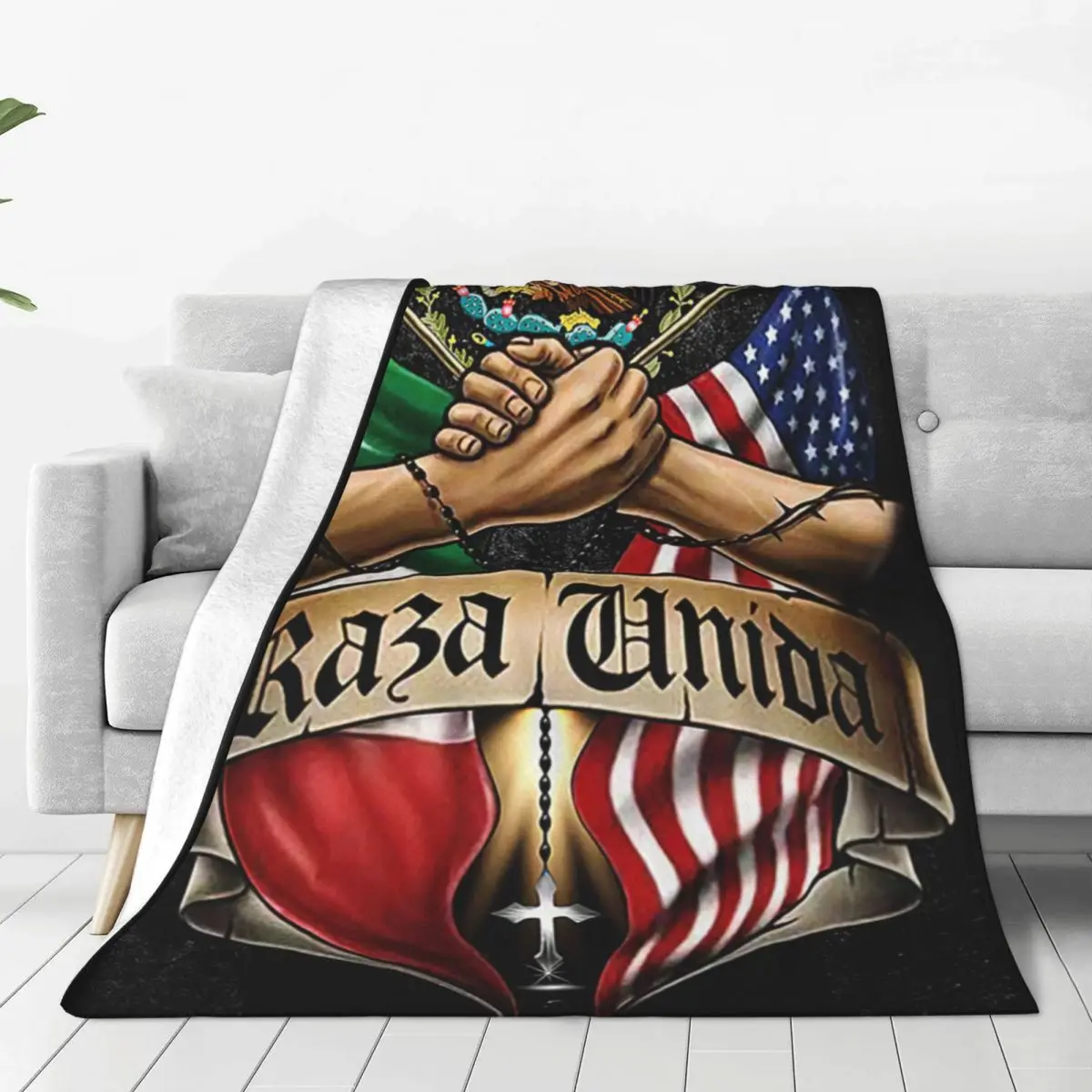 

Mexico Eagle Mexican American Flag Knitted Blanket Flannel Super Warm Throw Blankets for Bedroom Sofa Bedroom Quilt