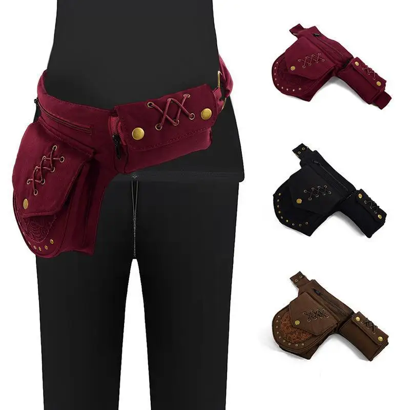 Retro Metal Men's And Women's Waist Bag Purse Multifunctional Mobile Phone Storage Bag Chest Bag Pochete Belt Bag Waist Pack