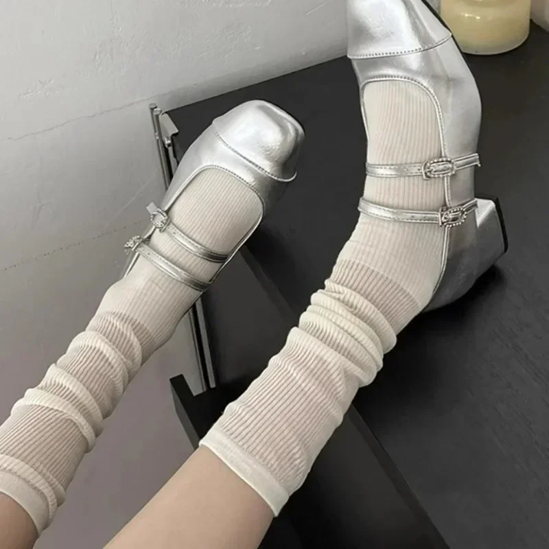 Women's Calf Socks Pure Desire Pile up Summer Versatile Mesh Long