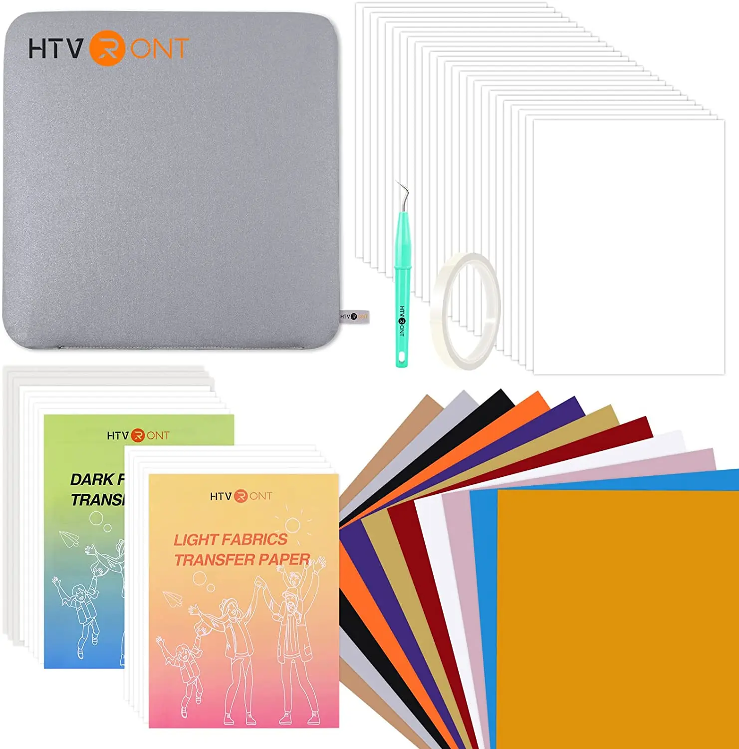 HTVRONT 52pcs Heat Press Accessories for Beginners Cricut Clothing T-shirt Printing DIY HTV Sublimation Paper Pad Kits 1