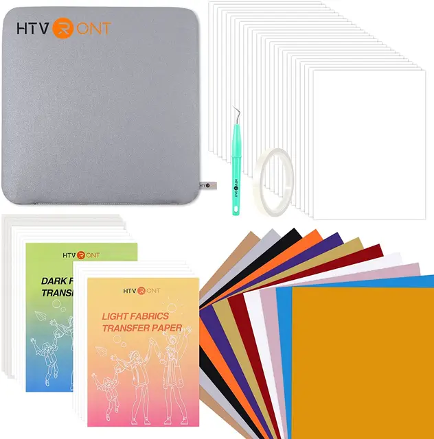 HTVRONT 52pcs Heat Press Supplies Accessories for Beginners Cricut Clothing T-shirt Printing DIY HTV Sublimation Paper Pad Kits 1