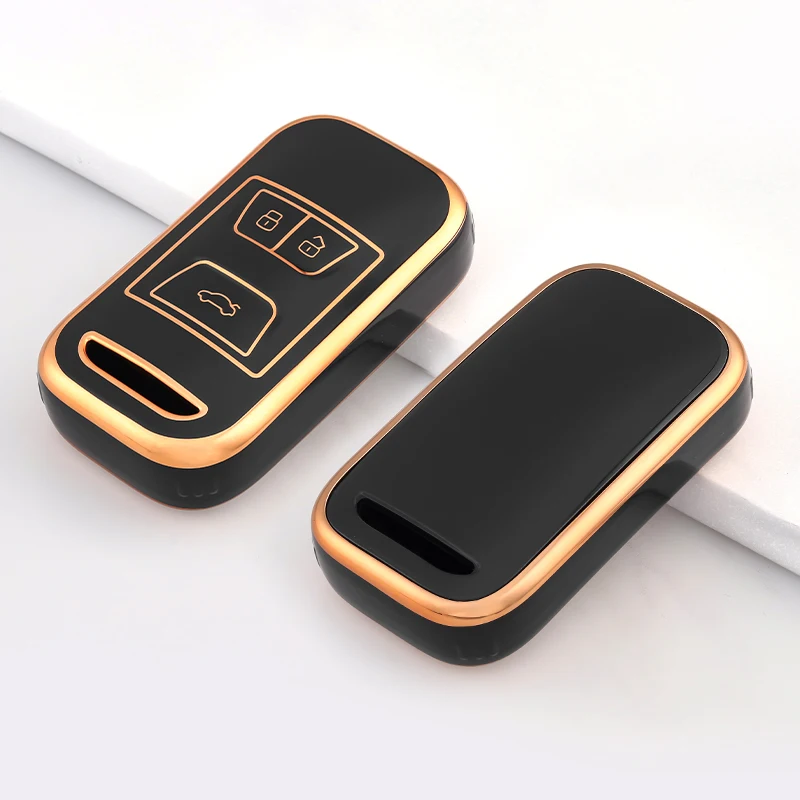 Durable 3-Button TPU Car Remote Key Fob Cover with Case Holder Protector