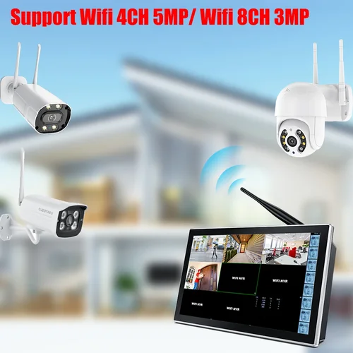 CCTV 보안 보호 모니터, NVR 보안 카메라 시스템, 와이파이 IP 지원, 2K, 10 인치, icsee 앱, 5MP, 3MP, 8ch, nvr 2
