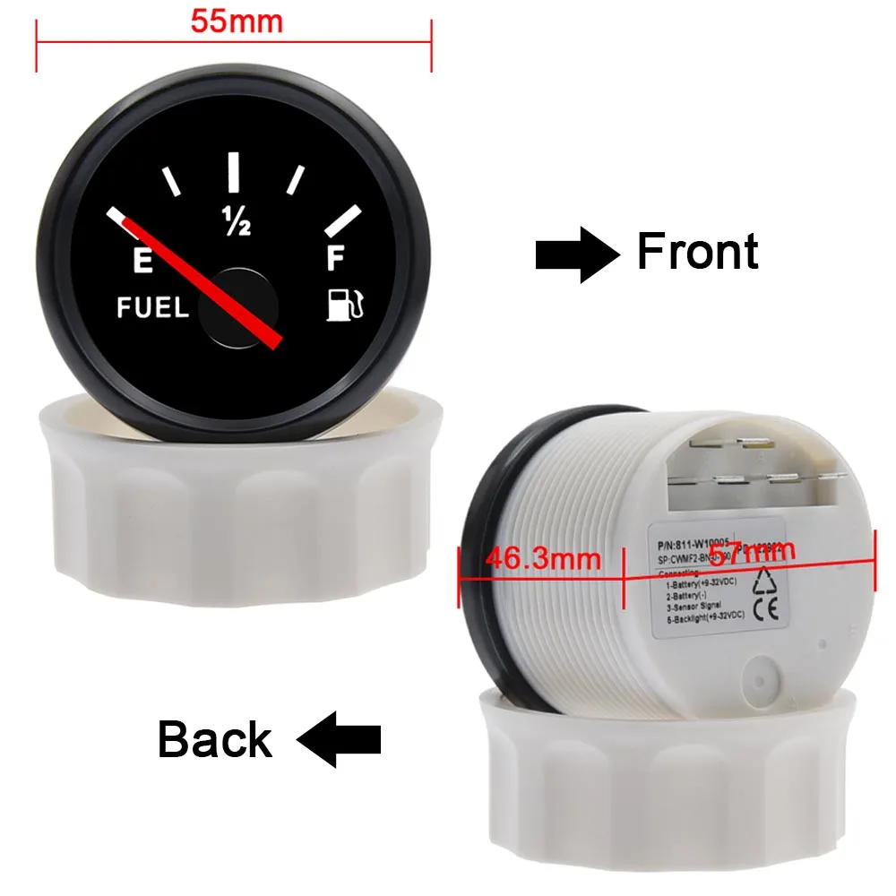 Sensor De Flotador De Combustible De 0-190 Ohm Indicador De Nivel De Combustible De 52mm, Luz De 7 Colores, Resistente Al Agua IP67, Indicador De