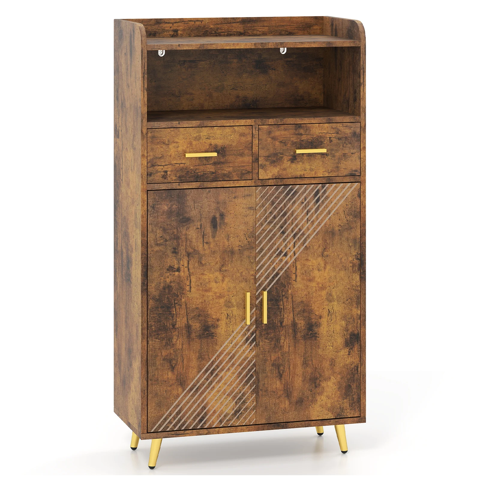 Mehrzweckschrank mit Doppeltür, verstellbares Regal, Wohnzimmerschrank, Flur, Holz, Küchenschrank, Aufbewahrungsschrank
