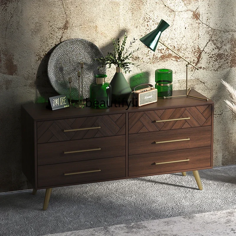 

Solid Wood Chest of Drawers Simple Modern Drawer Storage Cabinet Bedroom Five-Bucket Cabinet Light Luxury
