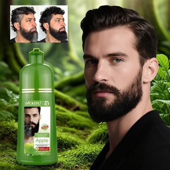 Naturale 500ml 1Pack Crema Colorante Per Capelli Mela Ammoniaca Free100% Copertura Dei Capelli Grigi Colore Dei Capelli Mela Shampoo Tintura Per Capelli Neri per Gli Uomini