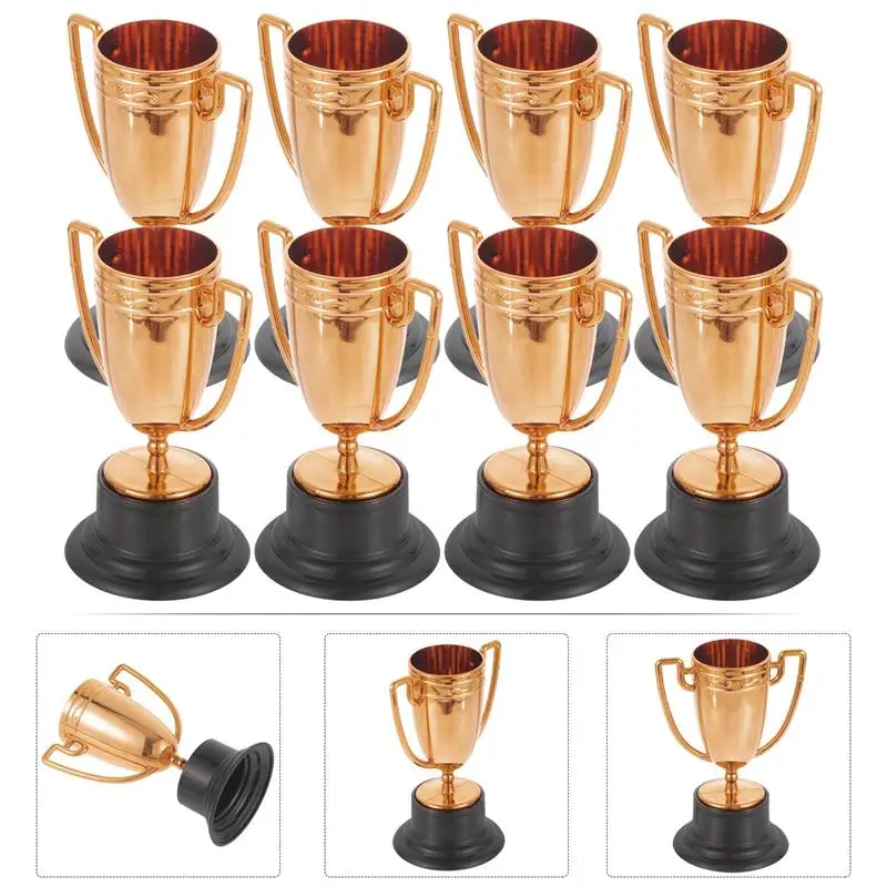 Plastic Gold Winners Medals Trophy 8Pcs Children Prize Awards Toys For Kids Birthday Party Favors Pinata Fillers