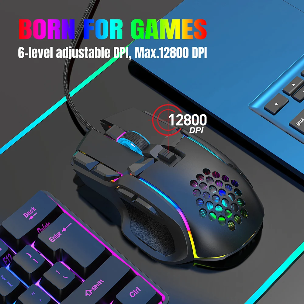 rgb backlight mause gamer 10 botões de