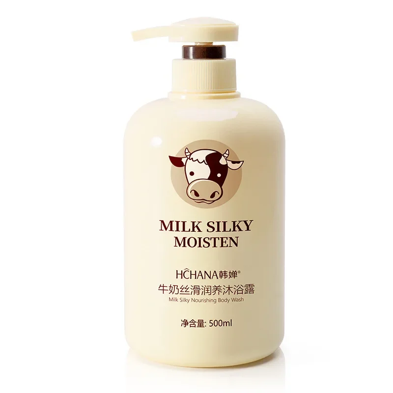 1PCS Milk Silky Nourishing Body Wash Deep Cleansing Moisturizing Brighten Skin Whitening Shower Gel Body Care Bath Lotion 500ml