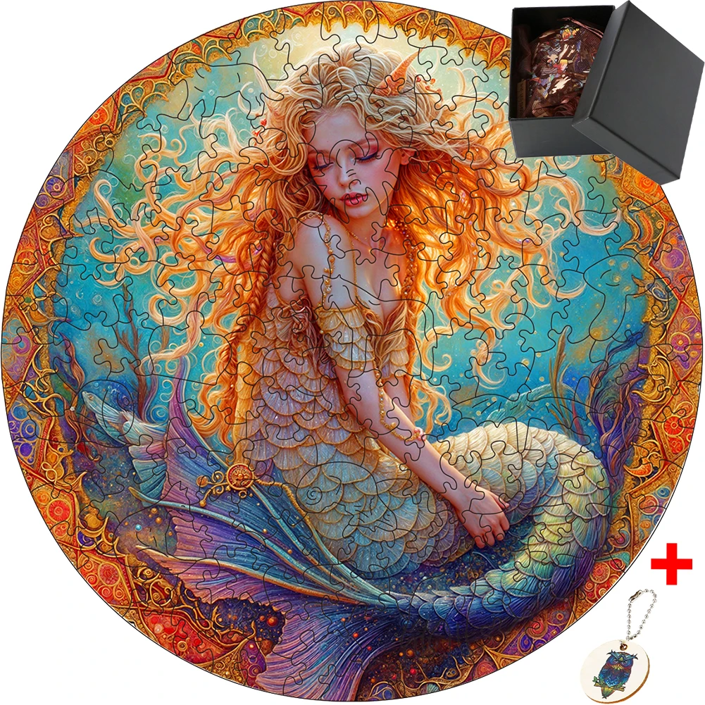 

Wooden Mermaid Jigsaw Puzzle DIY Crafts Animal Wooden Puzzles For Kids Adults Wooden Puzzle Hell Difficulty Puzzle 3D Puzzle Toy