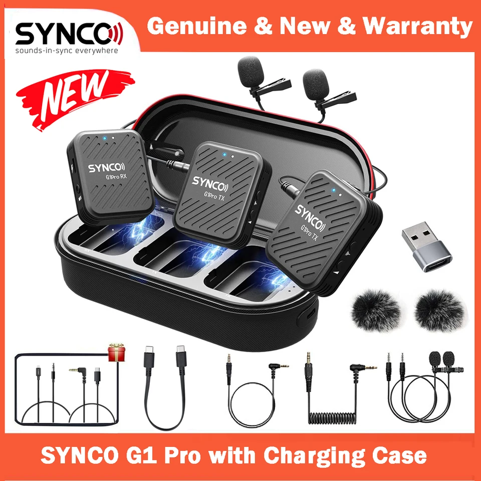 SYNCO G1 A1 Pro G1 A2 Pro 무선 라발리에 마이크, 충전 케이스 포함, 스마트폰 카메라, 브이로그 스트리밍,  유튜브용, G1 A1 Pro G1 A2 Pro 2.4G - AliExpress