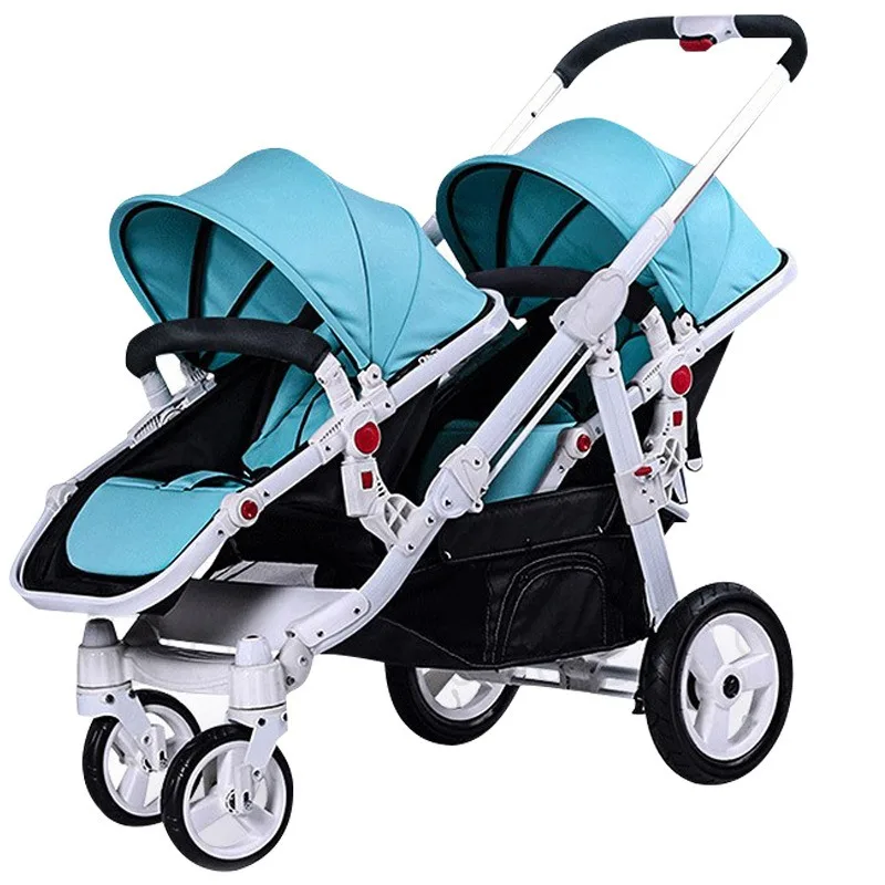 Twin Baby Strollers 3 IN 1 EU Lightweight Two-way Can Sit Can Lying High Landscape Shock Double Stroller Portable Stroller