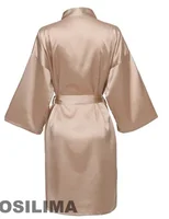 Robe de mariée d'équipe de fête de mariage avec lettres noires, pyjama Kimono en Satin, peignoir de demoiselle d'honneur SP2000 5