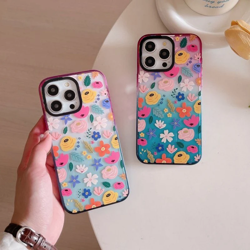 

Flower 2.0 Acrylic Colorful Border Phone Case Cover for IPhone 11 12 13 14 15 Pro Max Case for IPhone 15 Pro Max