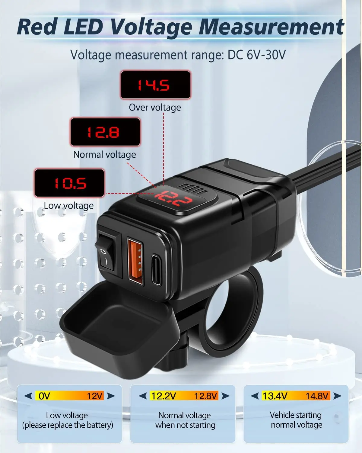 PD 20 W Dual USB-C / Typ C + Dual USB 4-Ports Schnellladesteckdose, USB-Stecker  Kabellänge: 1 m