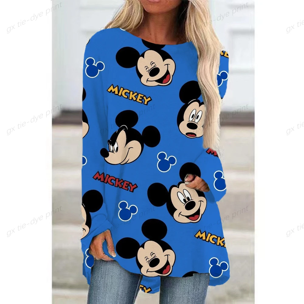 

Повседневная Женская Осенняя футболка модное платье с принтом Диснея Минни Микки Свободная рубашка Женская одежда Новинка 2022 Топы винтажное платье