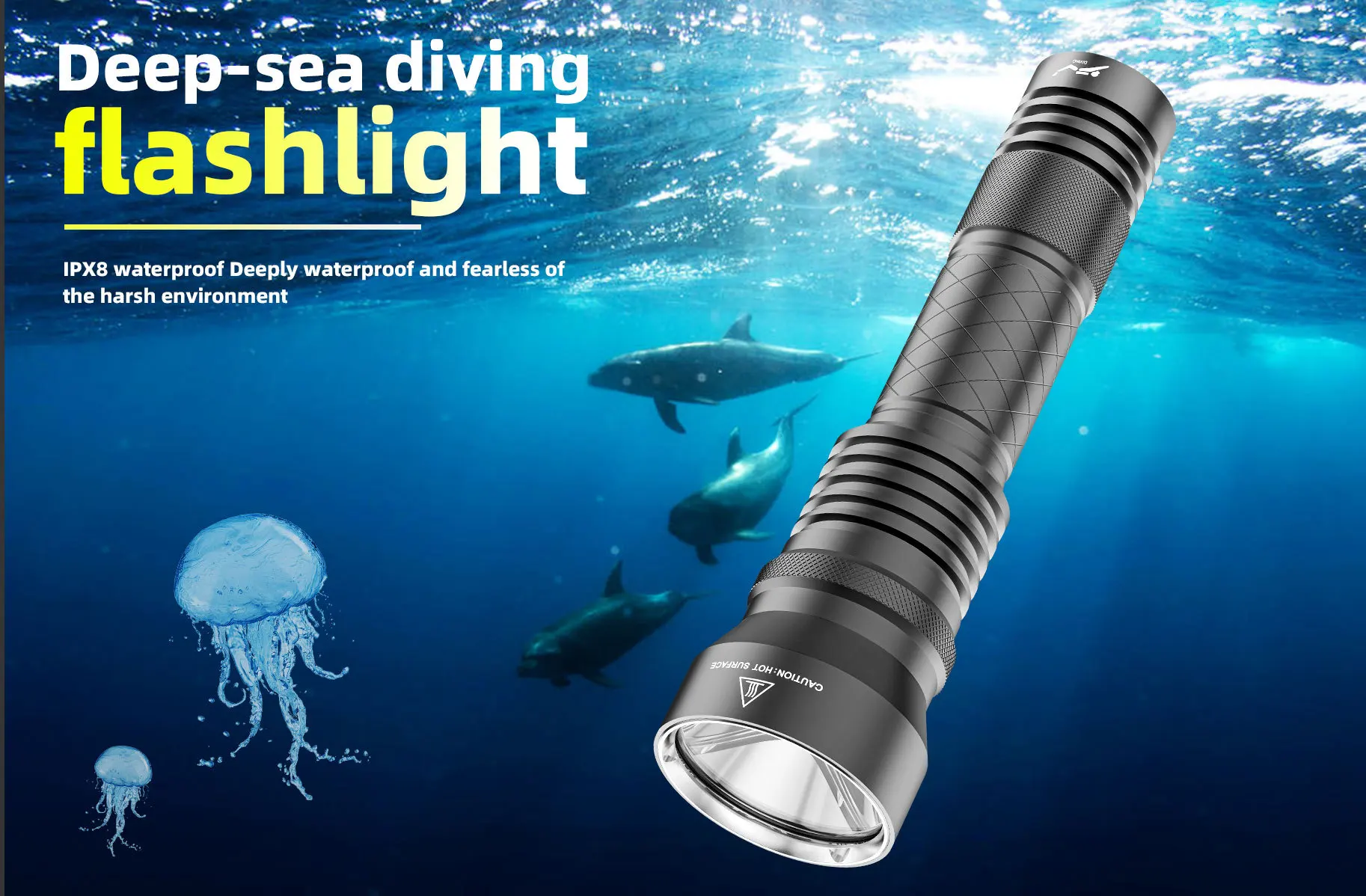 Description Picture 2 of itemLED Dive Light Scuba Dive Flashlight Super Bright L2 LED Underwater Flashlights for Diving Waterproof Submersible Flashlight