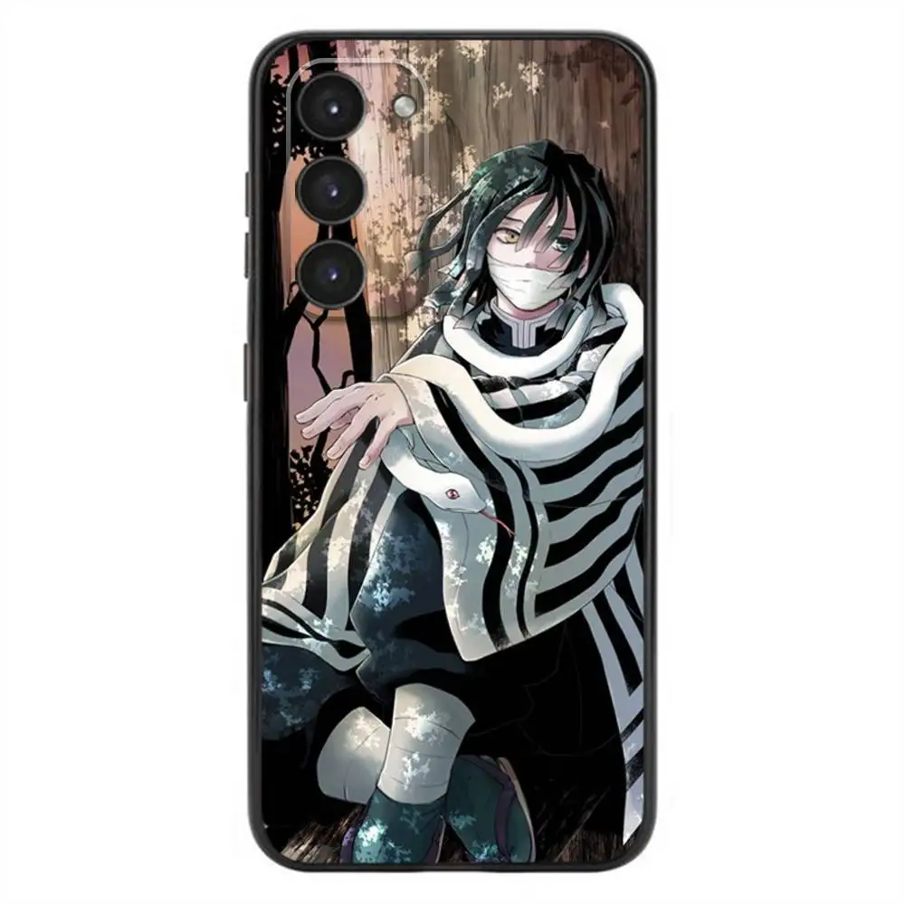 Elegant Mitsuri & Obanai Soft Silicone Black Phone Case