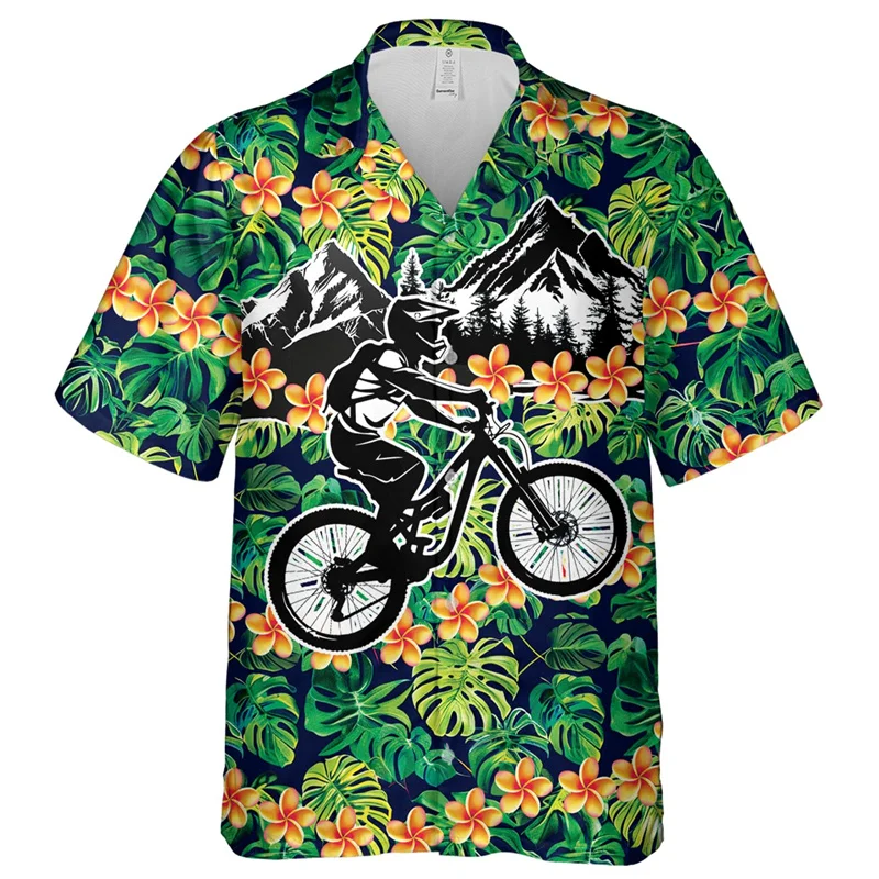 thumbnail image 1 of Camisa hawaiana con estampado 3D para ciclismo, para hombre, con estampado de bicicleta, estilo Aloha, unisex, holgada, con solapa, deportiva, de manga corta, 1 of 5